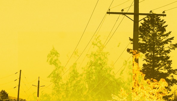 Fire and Telephone Pole