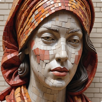 Mosaic of Woman's Face AI Image